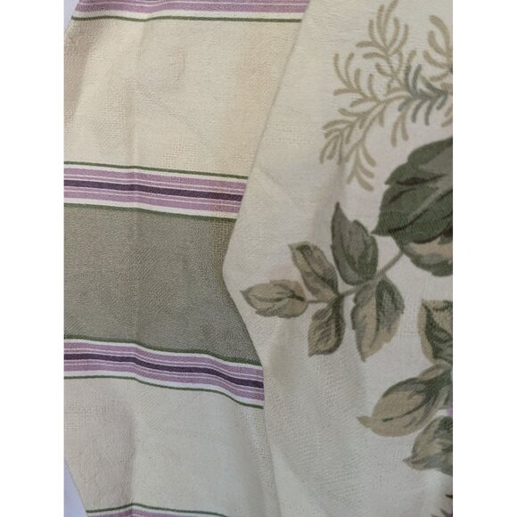 Waverly Floral Valance Curtain With Purple Roses & Striped Border 52" X 23" Cott - Picture 2 of 6